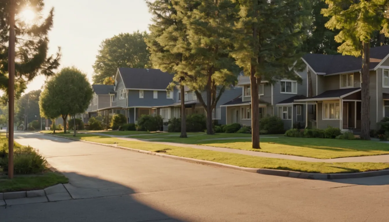 Neighborhood street in Santa Ana lined with mature trees and tract homes